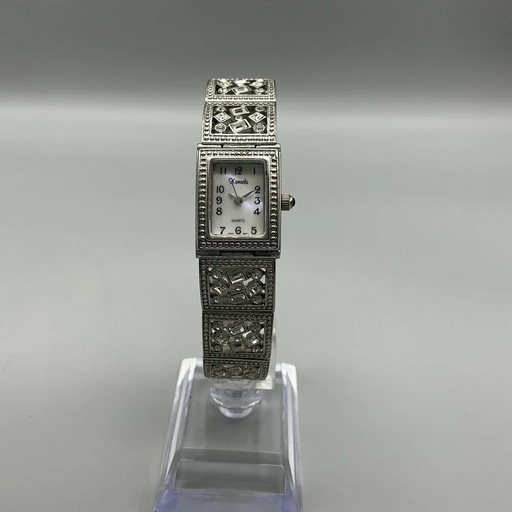 Xanadu Womens Watch 18mm White Dial Silver Tone Gem Bracelet New Battery 7.5